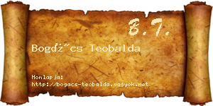 Bogács Teobalda névjegykártya